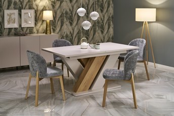 Stół Rozkładany BRANDON (160-200)x90 cm Kaszmir/Dąb Cremona