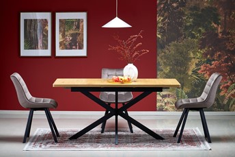 Stół Rozkładany HOLTER (120-160)x80 Złoty Dąb/Czarny