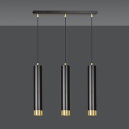 Lampa Wisząca KIBO 3 Czarny/Złoty