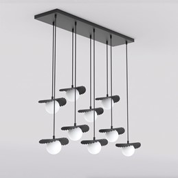 Lampa Wisząca FLORA 9 Czarny/Opal