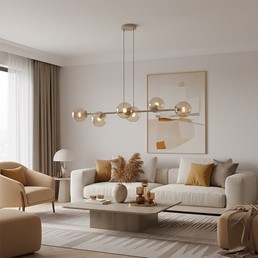 Lampa Wisząca MAGNUS 6 Beżowy/Bursztynowy