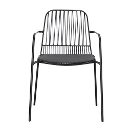 Krzesło z Poduszką PU WILLY ARM Black 56x53x83 Czarny