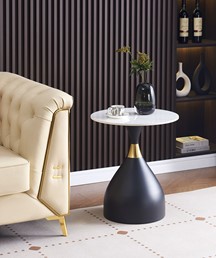 Ława L20-FX fi50 Biały Marmur/Czarny