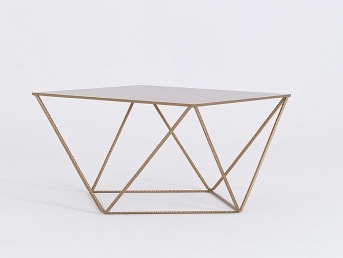 Stolik Kawowy DARYL METAL 80 Złoty/Biały