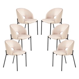 Zestaw 6x Krzesło K373 Czarny/Beżowy