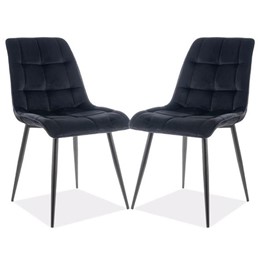 Zestaw 2x Krzesło CHIC Velvet Czarny/Czarny
