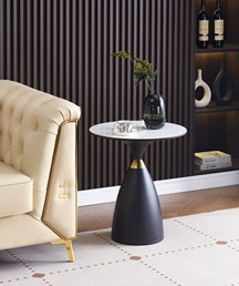 Ława L21-FX fi50 Biały Marmur/Czarny