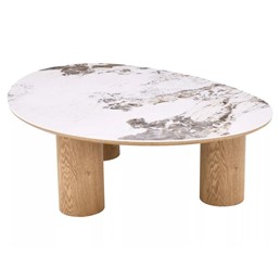 Ława ADELIS 110x80cm Biały Połysk/Dąb