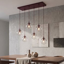 Lampa Wisząca COSMO 6 Burgundowy/Transparentny