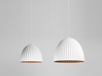 Lampa Wisząca Plissart M 50x41x116 Biały/Miedziany