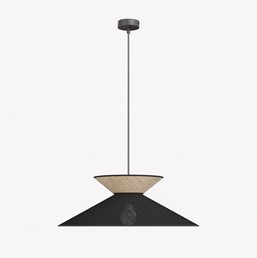 Lampa Wisząca SOFTA 1 Czarny/Rattan