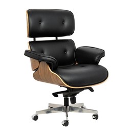 Fotel Biurowy LOUNGE GUBERNATOR Czarny/Orzech