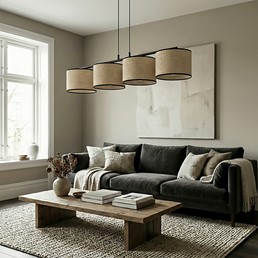 Lampa Wisząca ECO 4 Czarny/Rattan