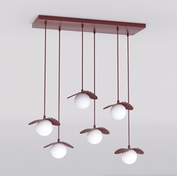 Lampa Wisząca FLORA 6 Burgundowy/Opal