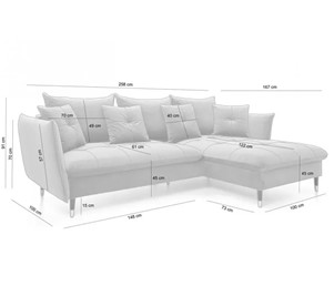 Narożnik NIKI Szary z Funkcją Spania I Grupa Tkanin