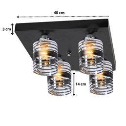 Plafon TEMIDA 4 Czarny