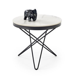 Ława LEILA 2 fi60 Biały Marmur/Czarny