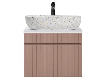 Zestaw ICR B LILI-MW21 60cm (Szafka + Blat + Umywalka) Różowy/Biały