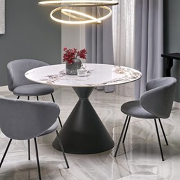 Stół Okrągły GARET fi120 Biały Marmur/Czarny