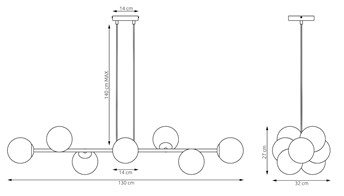 Lampa Wisząca MAGNUS 8 Szary/Grafitowy