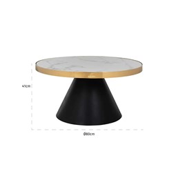 Stolik Kawowy ODIN fi80 Złoty/Czarny/Biały