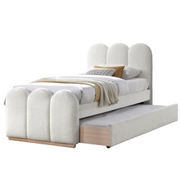 Łóżko MACARENA z Wysuwanym Materacem 90x200 Kremowy