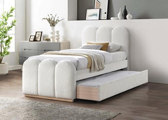 Łóżko MACARENA z Wysuwanym Materacem 90x200 Kremowy