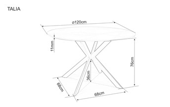 Stół TALIA fi120 Czarny/Biały