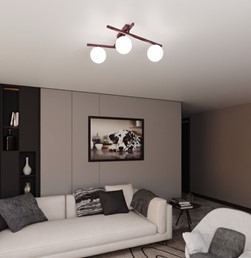 Lampa Sufitowa SMART 3 Burgundowy/Opal