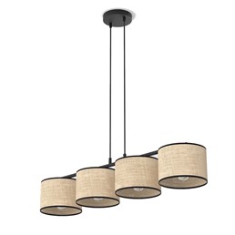 Lampa Wisząca ECO 4 Czarny/Rattan