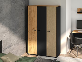 Szafa COLT 01 Dąb Craft Złoty/Czarny-Stal Premium 3D