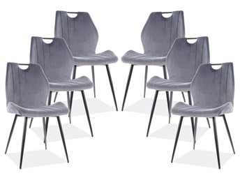 Zestaw 6x Krzesło ARCO Velvet Czarny/Szary Bluvel 14