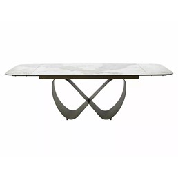 Stół Rozkładany INFINITY Ceramic (240-160)x95cm Biały Połysk/Miedziany