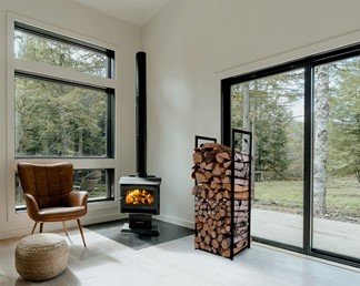 Stojak Na Drewno KAJA HOME KS-22 LIŚĆ L Czarny