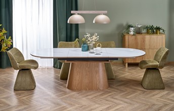 Stół Rozkładany SIRIUS (160-240)x90 Biały Marmur/Naturalny