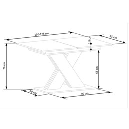 Stół Rozkładany XARELTO (130-175)x85 Biały/Dąb Lancelot