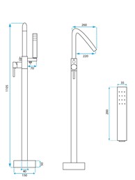 Bateria Wannowa Podłogowa ARAS Czarny