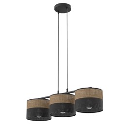 Lampa Wisząca KARBON 3 Czarny/Brązowy