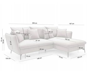 Narożnik WILIAM Beż z Funkcją Spania II Grupa Tkanin