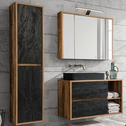 Zestaw Mebli Łazienkowych HAC B UN.6275 A5 100cm Beton/Dąb