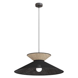 Lampa Wisząca SOFTA 1 Czarny/Rattan