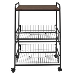 Wózek Barek DOLIE Czarny/Orzech