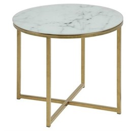Stolik ALISMA Fi50cm Biały/Złota