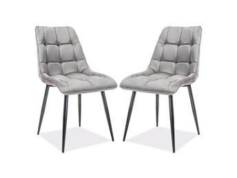 Zestaw 2x Krzesło CHIC Velvet Czarny/Szary Bluvel 14