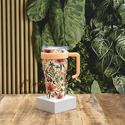 Kubek Termiczny Mini Miami Floral 600 ml Pomarańczowy