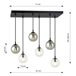 Lampa Wisząca COSMO 6 MIX 2 Wielokolorowy