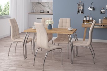 Stół ST(B)-FX 67x128 II Dąb Złoty Craft/Chrom