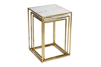 Zestaw Stolików AVOLA AV2130-38 46x46 Biały/Złoty