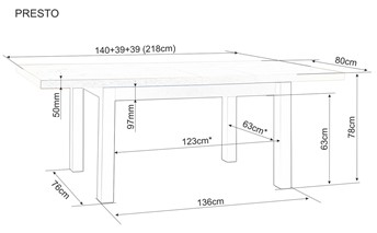 Stół Rozkładany PRESTO (140-218)x80 Czarny/Dąb Artisan