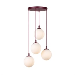 Lampa Wisząca COSMO 4PREM Burgundowy/Opal